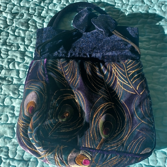 EVENING PEACOCK VELVET BAG - Picture 3 of 4